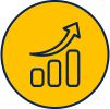 Yellow icon of an upward trending graph