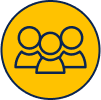 yellow icon of a group of people representing togetherness