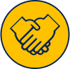 yellow icon of a handshake