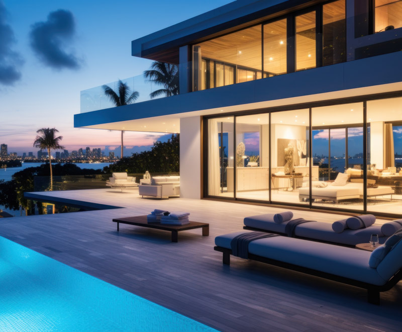 Modern villa with a private rooftop infinity pool overlooking th